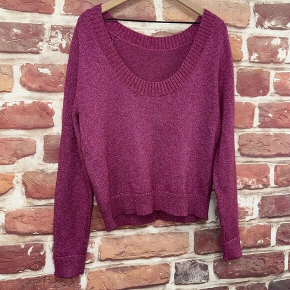 Hush Jumper Sweater Women's UK Size XL Pink Wool Blend Sparkly Metallic Knit - Picture 2 of 9